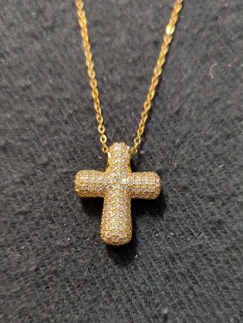 Evry Jewels Gold Tone Pave CZ Forever Blessed Cross Pendant Statement Necklace